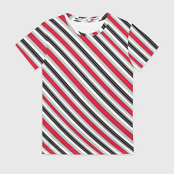 Женская футболка Красно-серый полосатый узор
