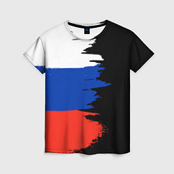 Футболка женская Российский триколор на темном фоне, цвет: 3D-принт