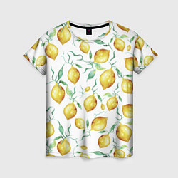 Женская футболка Лимоны Нарисованные Акварелью
