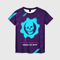 Футболка женская Символ Gears of War в неоновых цветах на темном фо, цвет: 3D-принт