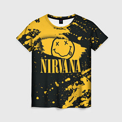 Футболка женская NIRVANA логотип и краска, цвет: 3D-принт