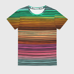 Женская футболка Multicolored thin stripes Разноцветные полосы