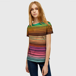 Футболка женская Multicolored thin stripes Разноцветные полосы, цвет: 3D-принт — фото 2