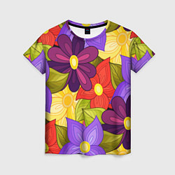 Футболка женская MULTICOLORED PANSIES, цвет: 3D-принт