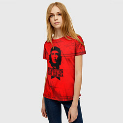 Футболка женская Че Гевара - на красном фоне, цвет: 3D-принт — фото 2