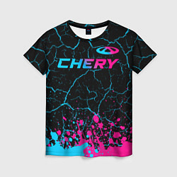 Женская футболка Chery - neon gradient: символ сверху