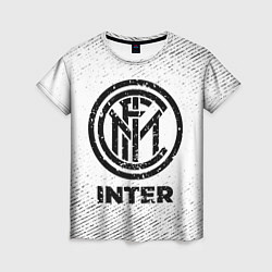 Женская футболка Inter с потертостями на светлом фоне