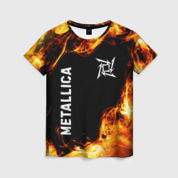 Футболка женская Metallica и пылающий огонь, цвет: 3D-принт