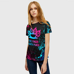 Футболка женская Five Finger Death Punch - neon gradient, цвет: 3D-принт — фото 2
