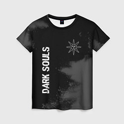 Футболка женская Dark Souls glitch на темном фоне: символ и надпись, цвет: 3D-принт