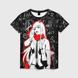 Женская футболка Zero two с чупачупсом - любимый во франксе