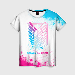 Женская футболка Attack on Titan neon gradient style