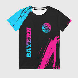 Футболка женская Bayern - neon gradient: надпись, символ, цвет: 3D-принт