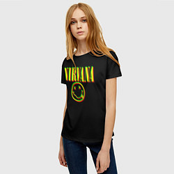 Футболка женская Nirvana logo glitch, цвет: 3D-принт — фото 2