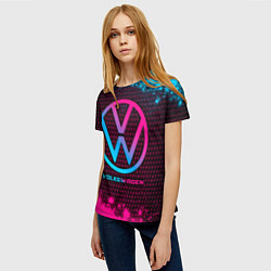 Футболка женская Volkswagen - neon gradient, цвет: 3D-принт — фото 2
