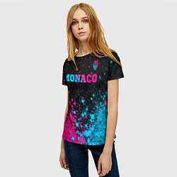 Футболка женская Monaco - neon gradient: символ сверху, цвет: 3D-принт — фото 2