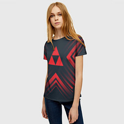 Футболка женская Красный символ Zelda на темном фоне со стрелками, цвет: 3D-принт — фото 2