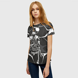 Футболка женская Самурай на черно-белом фоне, цвет: 3D-принт — фото 2