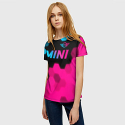 Футболка женская Mini - neon gradient: символ сверху, цвет: 3D-принт — фото 2