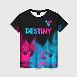 Футболка женская Destiny - neon gradient: символ сверху, цвет: 3D-принт