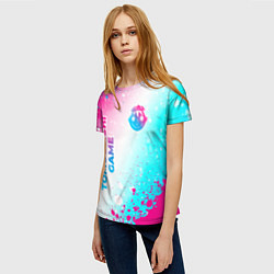 Футболка женская Tomodachi Game neon gradient style: надпись, симво, цвет: 3D-принт — фото 2