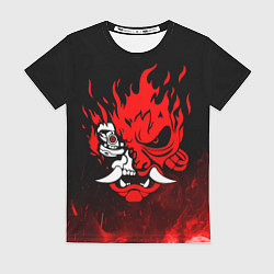 Футболка женская Cyberpunk 2077 - Логотип в огне, цвет: 3D-принт