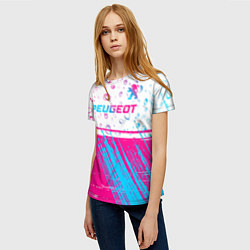 Футболка женская Peugeot neon gradient style: символ сверху, цвет: 3D-принт — фото 2