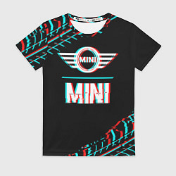 Футболка женская Значок Mini в стиле glitch на темном фоне, цвет: 3D-принт