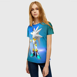 Футболка женская Соник серебряный, цвет: 3D-принт — фото 2