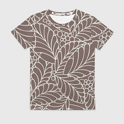 Женская футболка Кофеиновый паттерн из листьев