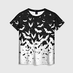 Футболка женская Black and white bat pattern, цвет: 3D-принт