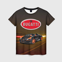 Футболка женская Bugatti на ночной дороге, цвет: 3D-принт