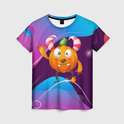 Футболка женская Тыква с мандаринкой, цвет: 3D-принт