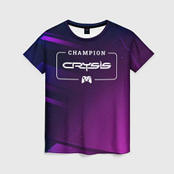 Футболка женская Crysis gaming champion: рамка с лого и джойстиком, цвет: 3D-принт