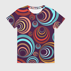 Женская футболка Множество разноцветных окружностей
