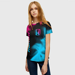 Футболка женская Honda - neon gradient: надпись, символ, цвет: 3D-принт — фото 2