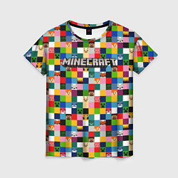 Женская футболка Minecraft - пиксельные персонажи