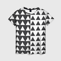 Футболка женская Черно-белые треугольники паттерн, цвет: 3D-принт