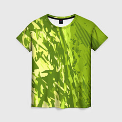 Футболка женская Зеленый абстрактный камуфляж, цвет: 3D-принт