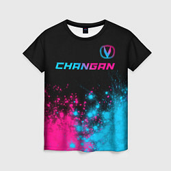 Футболка женская Changan - neon gradient: символ сверху, цвет: 3D-принт