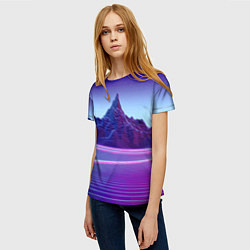Футболка женская Neon mountains - Vaporwave, цвет: 3D-принт — фото 2