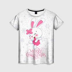 Женская футболка Merry Christmas, cute bunny