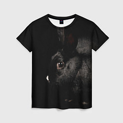 Футболка женская Чёрный большой кролик, цвет: 3D-принт