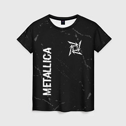 Футболка женская Metallica glitch на темном фоне: надпись, символ, цвет: 3D-принт