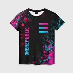 Футболка женская OneRepublic - neon gradient: надпись, символ, цвет: 3D-принт