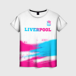 Футболка женская Liverpool neon gradient style: символ сверху, цвет: 3D-принт