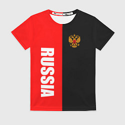 Футболка женская Россия: Черно-красный, цвет: 3D-принт