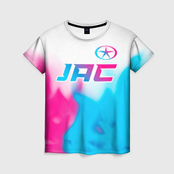 Футболка женская JAC neon gradient style: символ сверху, цвет: 3D-принт