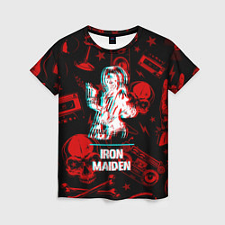 Футболка женская Iron Maiden rock glitch, цвет: 3D-принт