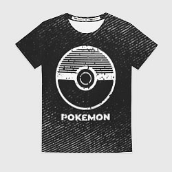 Футболка женская Pokemon с потертостями на темном фоне, цвет: 3D-принт